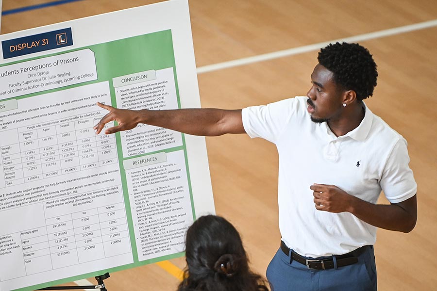 Student giving a presentation