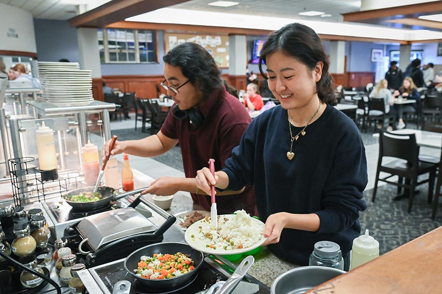 Students in the dining hall