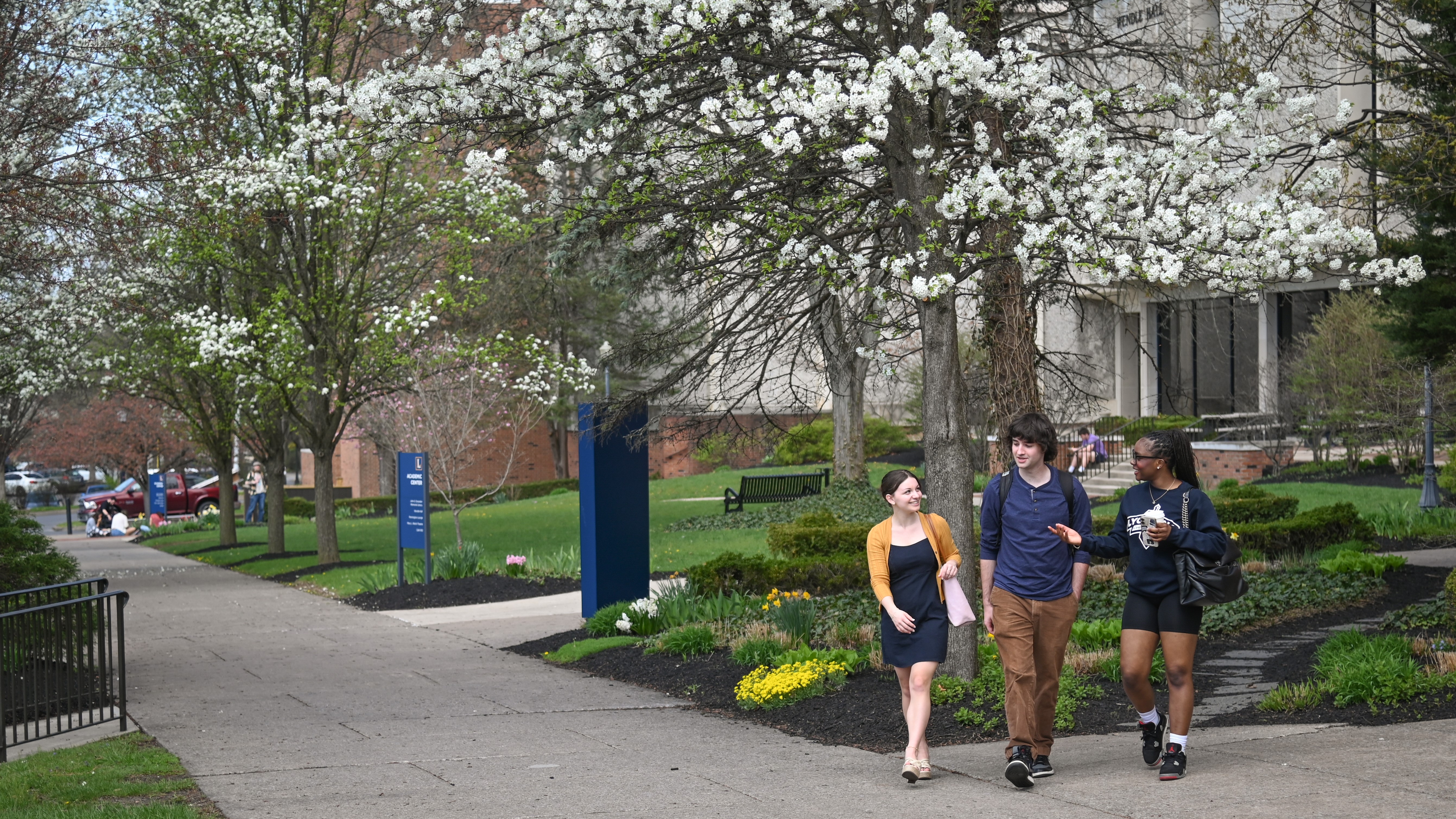 Students walking on campus