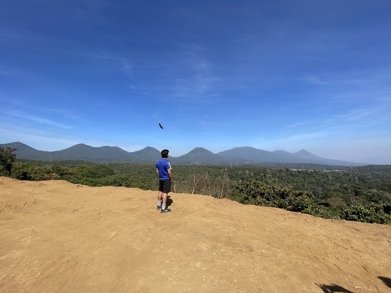 Gonzalez enjoying a scenic view of several volcanos in El Salvador
