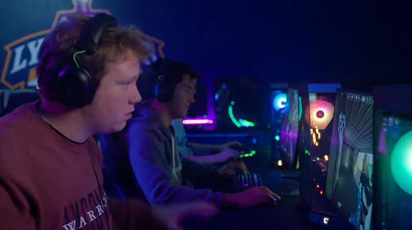 Student competing in Lycoming's esports facility