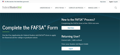 fafsa website screenshot