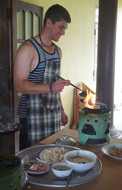 Conor Chopey learns to cook fresh Vietnamese dishes at the Tra Que vegetable farm outside Hoi An.