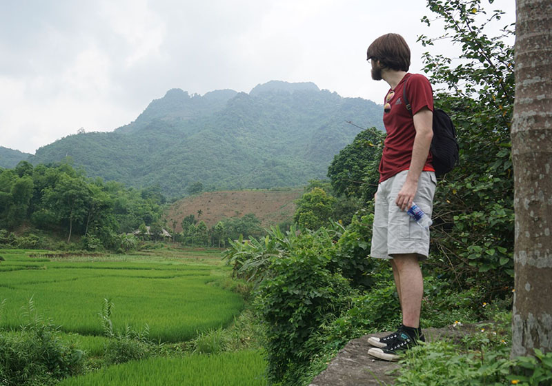 Alex Fedigan admires the lush landscape of Cap village, a village of Dao ethnic minority, near Hoa Binh.